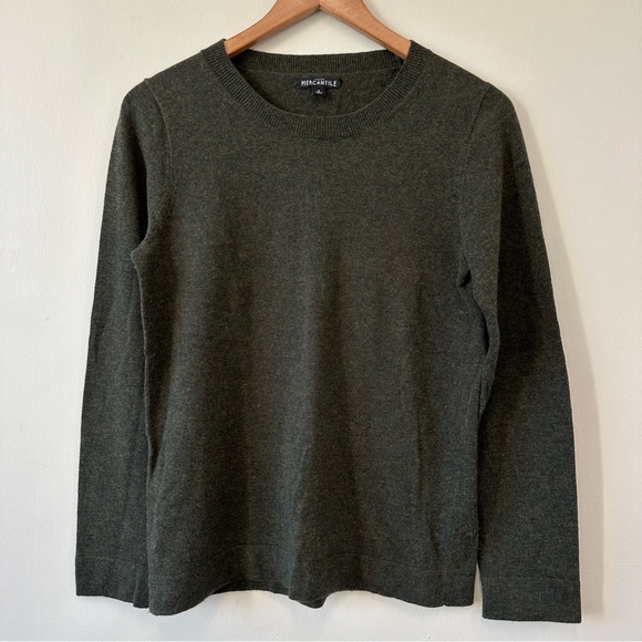 J. Crew Other - J. Crew Mercantile Dark Green Heather Wool Cotton Blend Crew Neck Sweater